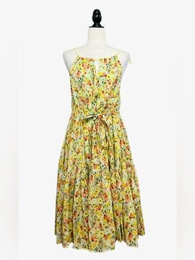 🆕 EVA FRANCO Anthropologie Pine Floral Tiered Halter Dress